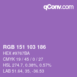カラーコード: RGB 151 103 186 | qconv.com