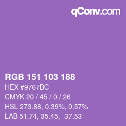 颜色代码: RGB 151 103 188 | qconv.com