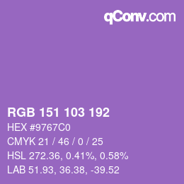 カラーコード: RGB 151 103 192 | qconv.com