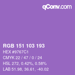 Color code: RGB 151 103 193 | qconv.com