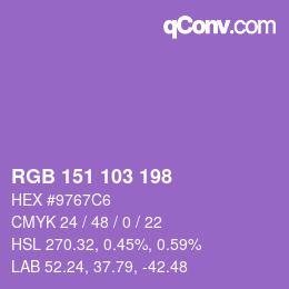 カラーコード: RGB 151 103 198 | qconv.com