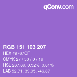 Color code: RGB 151 103 207 | qconv.com