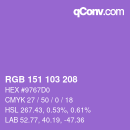 Color code: RGB 151 103 208 | qconv.com