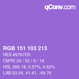 カラーコード: RGB 151 103 213 | qconv.com