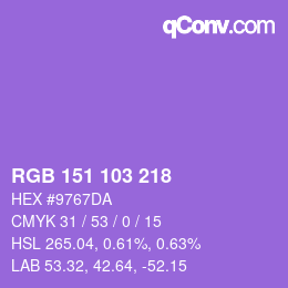 Color code: RGB 151 103 218 | qconv.com