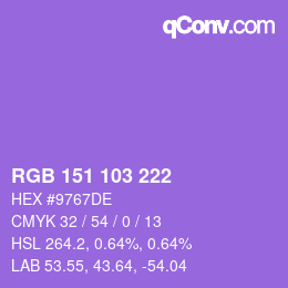 Color code: RGB 151 103 222 | qconv.com