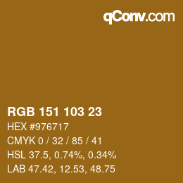 颜色代码: RGB 151 103 23 | qconv.com
