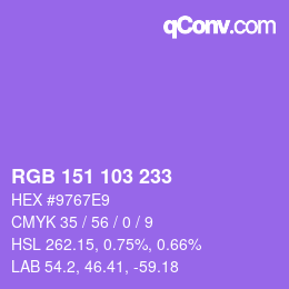カラーコード: RGB 151 103 233 | qconv.com