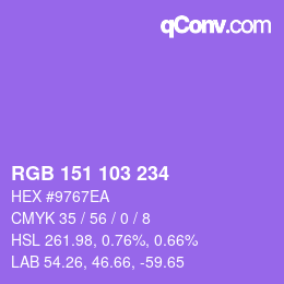 Color code: RGB 151 103 234 | qconv.com