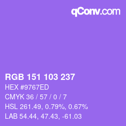 カラーコード: RGB 151 103 237 | qconv.com