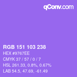 Color code: RGB 151 103 238 | qconv.com