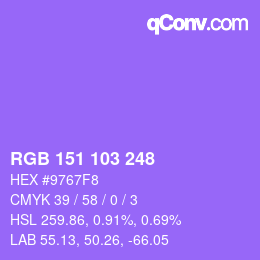 カラーコード: RGB 151 103 248 | qconv.com