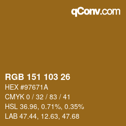 Color code: RGB 151 103 26 | qconv.com