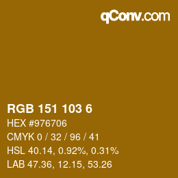 Color code: RGB 151 103 6 | qconv.com