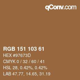 カラーコード: RGB 151 103 61 | qconv.com