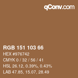 Color code: RGB 151 103 66 | qconv.com