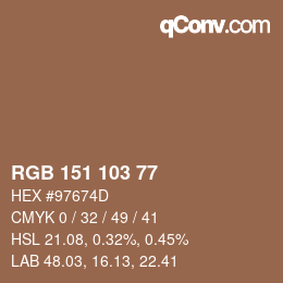 Color code: RGB 151 103 77 | qconv.com