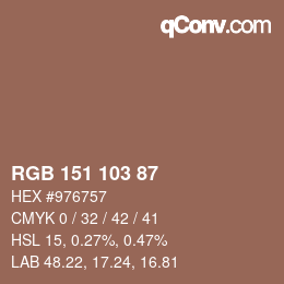 Color code: RGB 151 103 87 | qconv.com