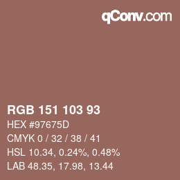 Color code: RGB 151 103 93 | qconv.com