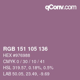 カラーコード: RGB 151 105 136 | qconv.com