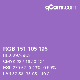 カラーコード: RGB 151 105 195 | qconv.com