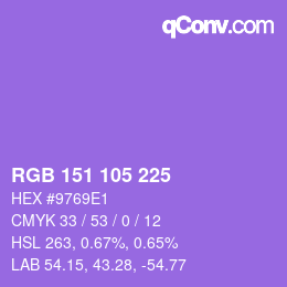 Color code: RGB 151 105 225 | qconv.com