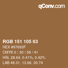 Color code: RGB 151 105 63 | qconv.com