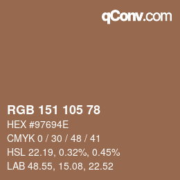 Color code: RGB 151 105 78 | qconv.com