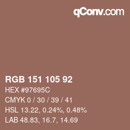 カラーコード: RGB 151 105 92 | qconv.com