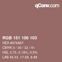Color code: RGB 151 106 103 | qconv.com