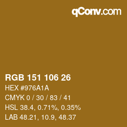 Color code: RGB 151 106 26 | qconv.com