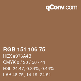 Código de color: RGB 151 106 75 | qconv.com