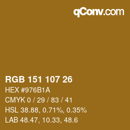 Color code: RGB 151 107 26 | qconv.com