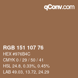 カラーコード: RGB 151 107 76 | qconv.com
