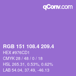 カラーコード: RGB 151 108.4 209.4 | qconv.com