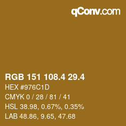 カラーコード: RGB 151 108.4 29.4 | qconv.com