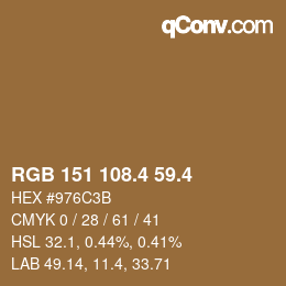 カラーコード: RGB 151 108.4 59.4 | qconv.com