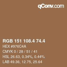 カラーコード: RGB 151 108.4 74.4 | qconv.com