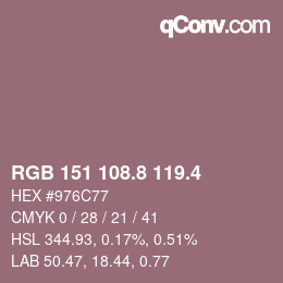 カラーコード: RGB 151 108.8 119.4 | qconv.com