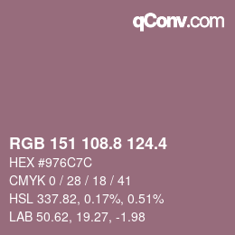 カラーコード: RGB 151 108.8 124.4 | qconv.com
