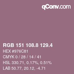 カラーコード: RGB 151 108.8 129.4 | qconv.com