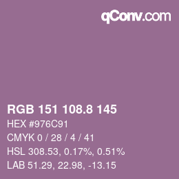 カラーコード: RGB 151 108.8 145 | qconv.com