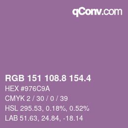 カラーコード: RGB 151 108.8 154.4 | qconv.com