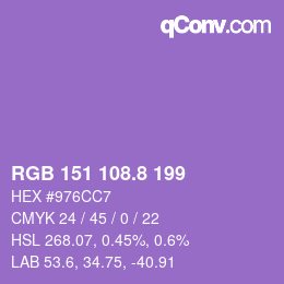 カラーコード: RGB 151 108.8 199 | qconv.com