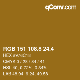 カラーコード: RGB 151 108.8 24.4 | qconv.com