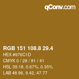 カラーコード: RGB 151 108.8 29.4 | qconv.com