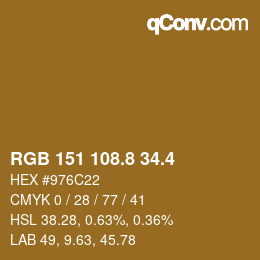 カラーコード: RGB 151 108.8 34.4 | qconv.com