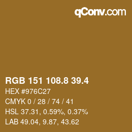 カラーコード: RGB 151 108.8 39.4 | qconv.com