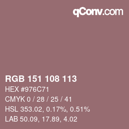 Color code: RGB 151 108 113 | qconv.com