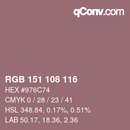 Color code: RGB 151 108 116 | qconv.com